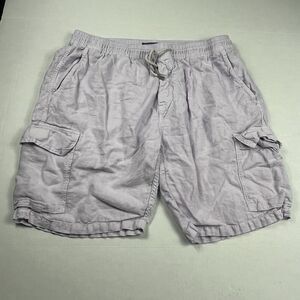 Vilebrequin Mens Linen Cargo Shorts Purple XXL Baggy Beach Utility Drawstring